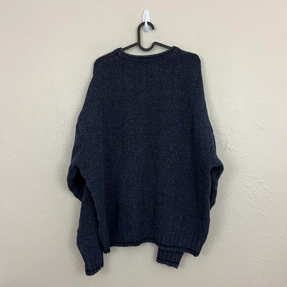 navy blue vintage 90s chunky cotton acrylic knit sweater essential basic skate - Picture 6 of 8